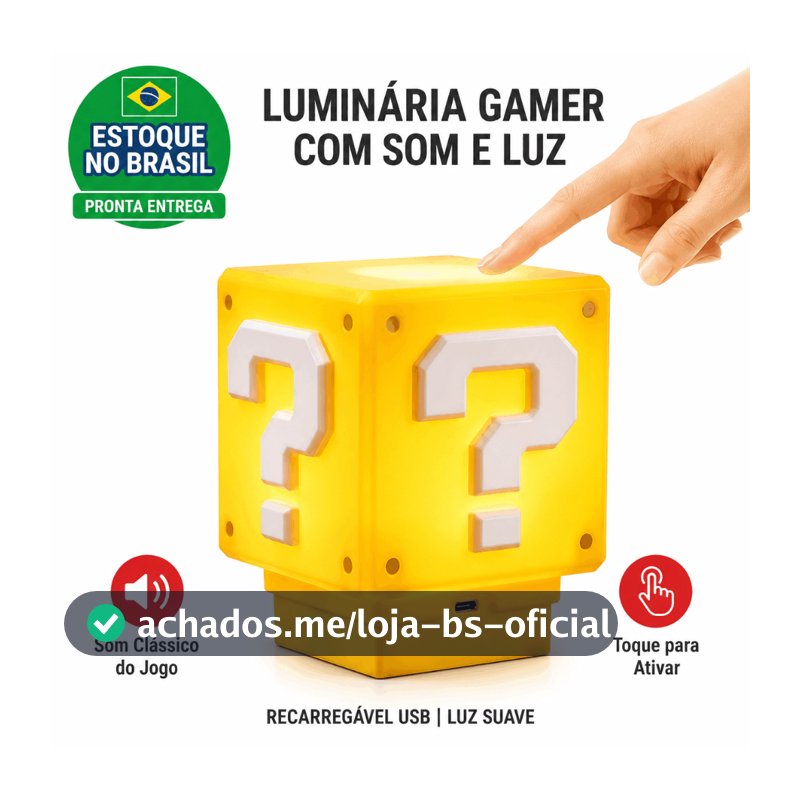 Luminaria Super Mario Bros Com Som Efeito Interativo Luz LED Bloco Gamer Abajur Quarto Presente Criativo USB