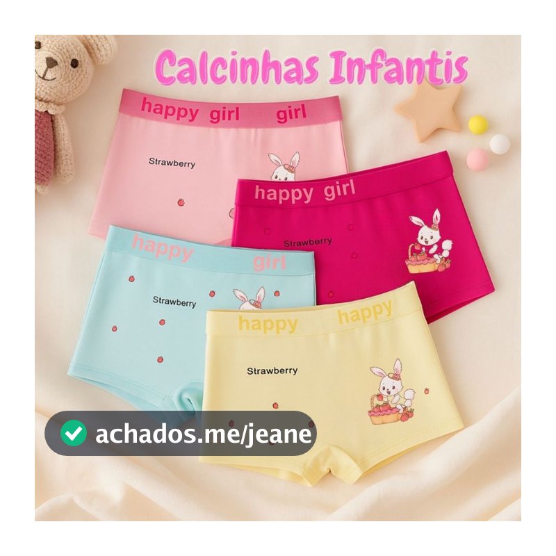 Kit 10, 8, 5 ou 3 Calcinhas Infantis Shortinho Macio e Respirável Premium