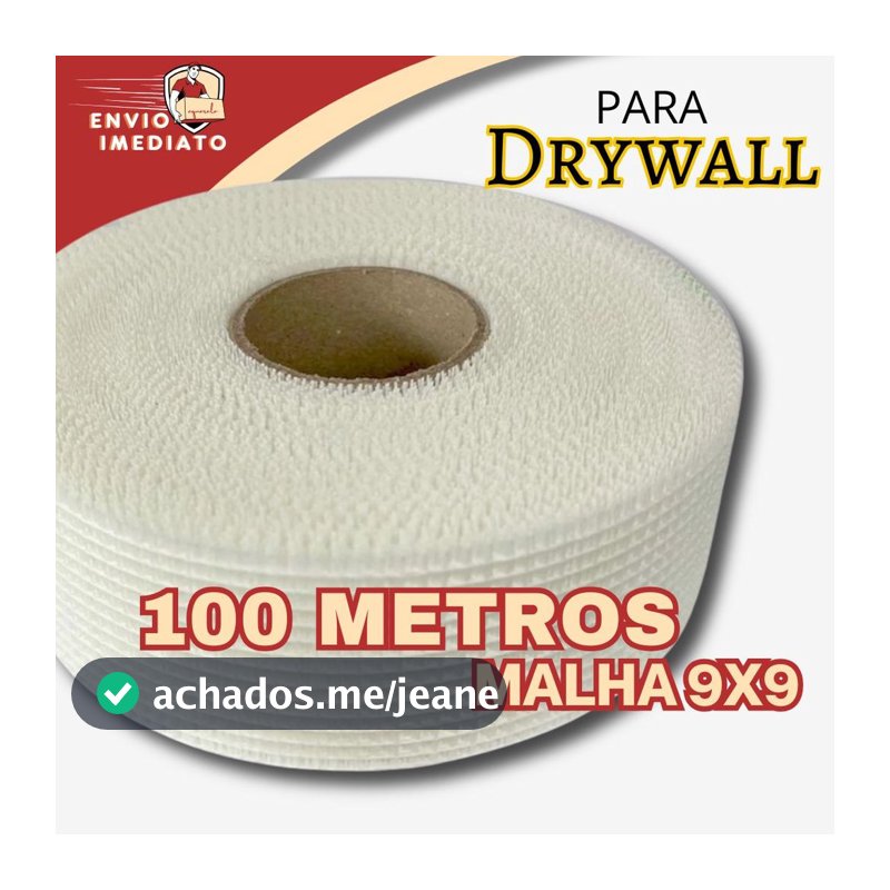 Fita Adesiva Fibra de Vidro Telada 100m Drywall Branca Reposicionável Anti-Trinca