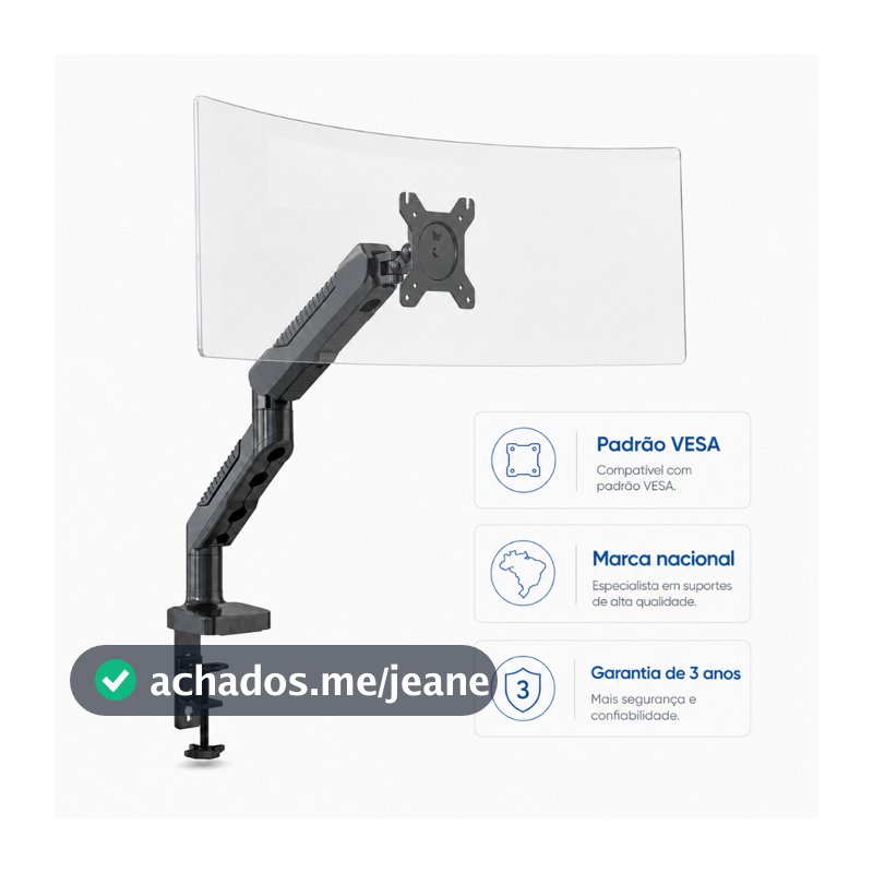 Suporte para Monitor Articulado Sumay 15 a 35 Pol Pistão a Gás Braço de Mesa VESA F800W