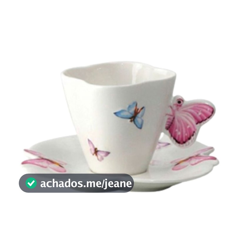 Jogo Xícaras para Cafe Borboletas 100ml 6un Porcelana Wolff