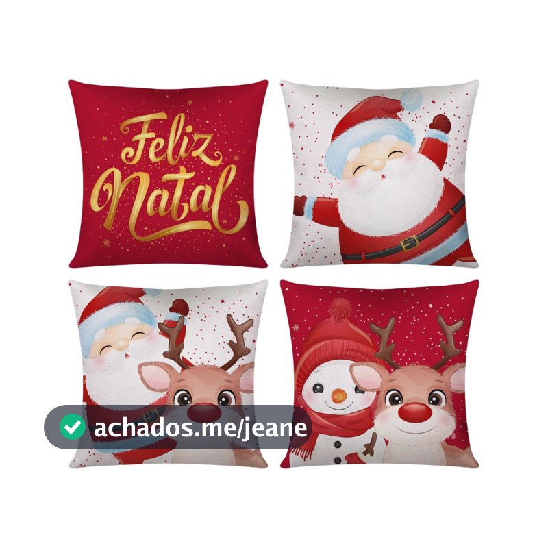 Kit c/ 4 Capas de Almofada Decorativas Modern Print 42x42 - Natal