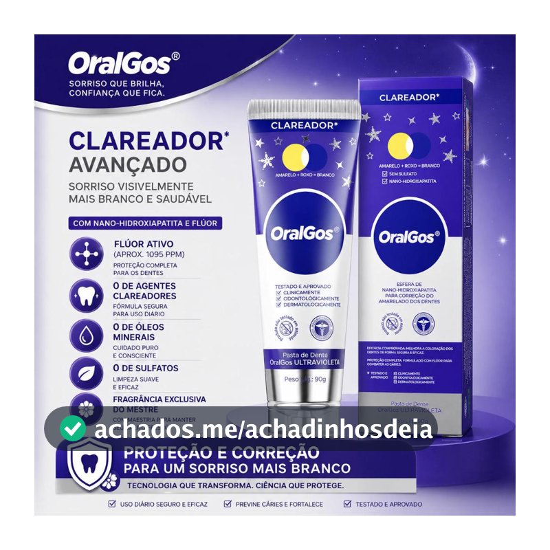 OralGos Pasta de Dentes Roxa com Aroma Refrescante, Fórmula Suave, Uso Diário