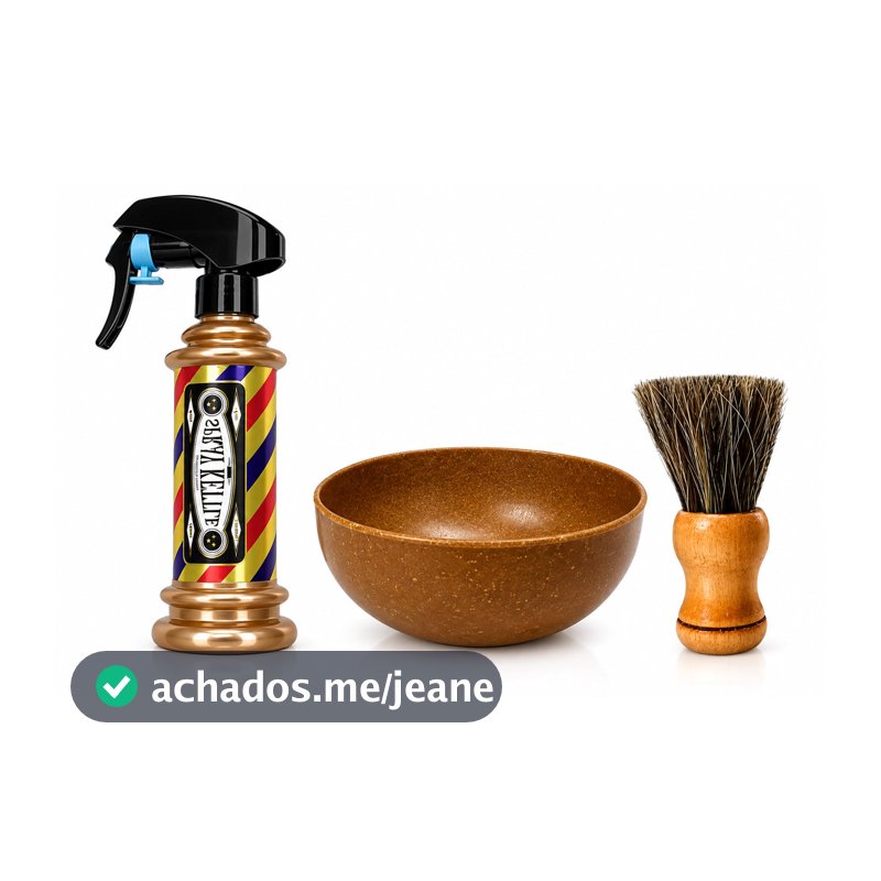 Kit Para Barbear Profissional Pincel Cerdas Naturais Não Arranha Saboeira E Borrifador Vintage