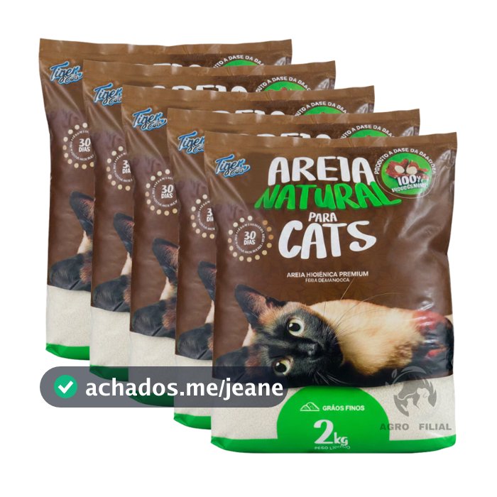 5 Unidades Areia Higiênica Premium Biodegradável Para Gatos 2Kg TigerCats