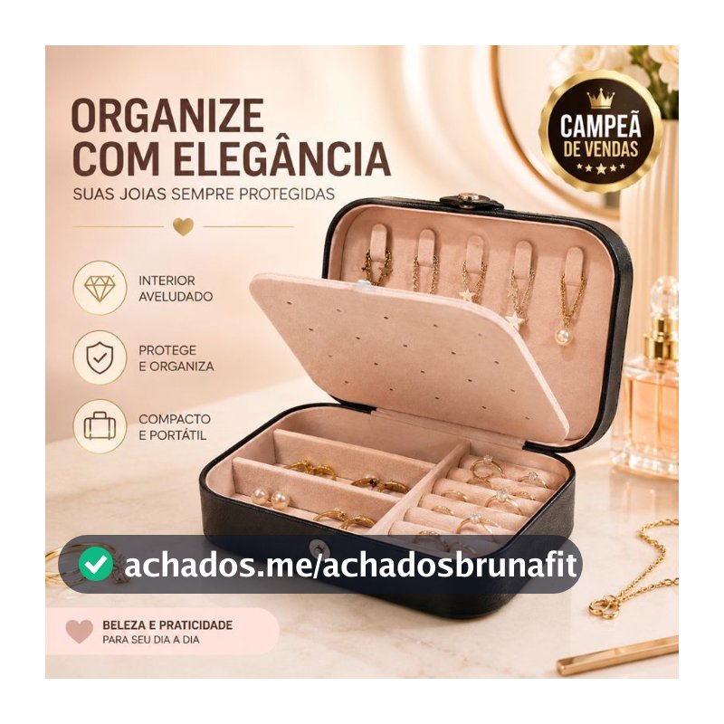 Porta Jóias Multi-Função Portátil De Couro Organizador De Duplo Compartimentos Jóias Bijuterias