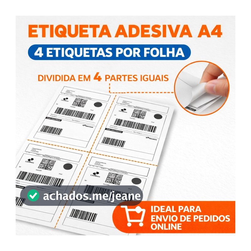 Etiqueta De Envio 4 Etiquetas Por Folha  Papel Adesivo A4 Branco Fosco 100 Unidades