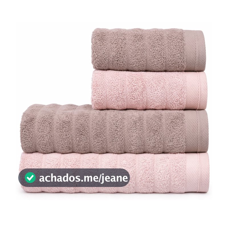 Jogo/Kit  2 Toalhas de Banho + 2 Toalhas de Rosto Fio Penteado Grossa 100% Algodão 520g/m² Atlântica