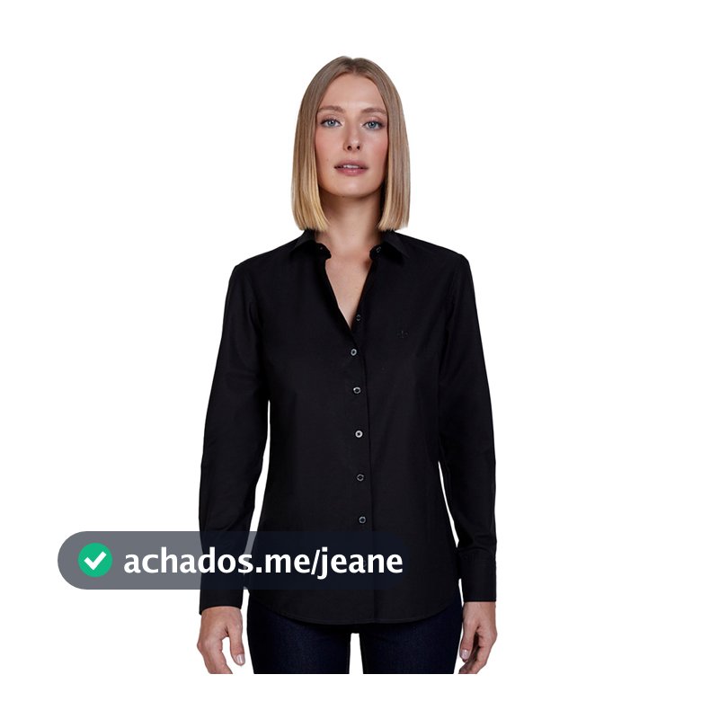 Camisa Dudalina Tricoline Regular OU24 Preto Feminino