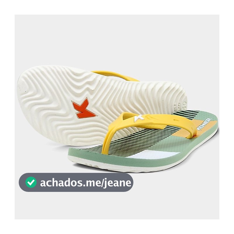 Chinelo Kenner Summer Grid Masculino - Verde e Amarelo