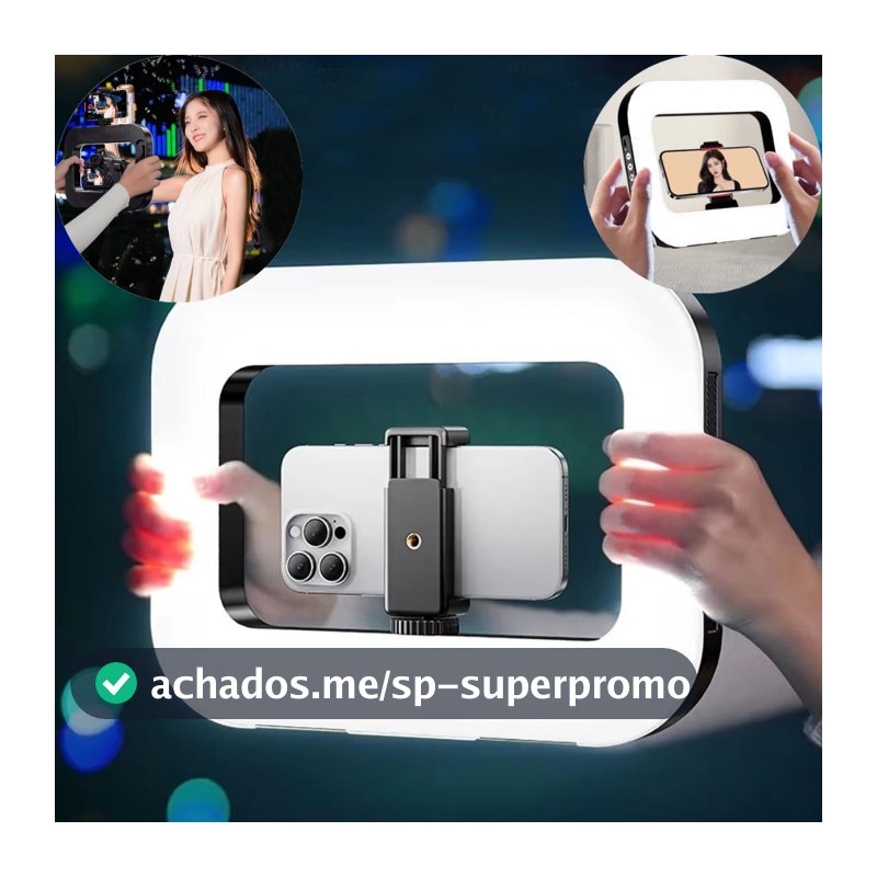 Anel de Luz 3 Cores Ring Light Profissional RGB 5000mAh Adaptador Para Celular