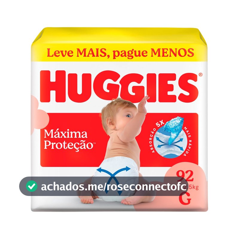 Fralda Huggies Máxima Proteção Tamanho G 92 Unidades Descartáveis