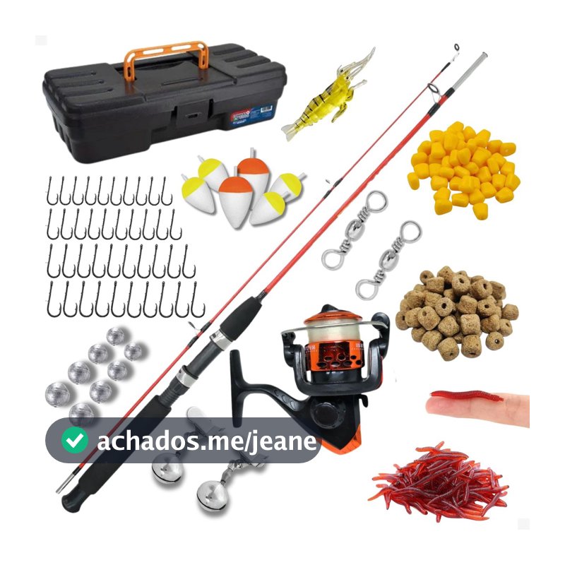 Kit Pesca Completo 1,20m Fibra Vidro Vara E Molinete Com Linha Maleta Acessórios