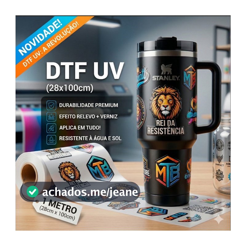 Adesivo DTF UV por Metro (28x100cm) - Personalize Qualquer Superfície Rígida! copos canecas acrílicos metais sacolas.