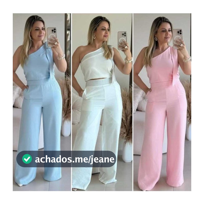 Conjunto Feminino Cropped De Um Ombro Só Com Faixa Listrada E Calça Elegante