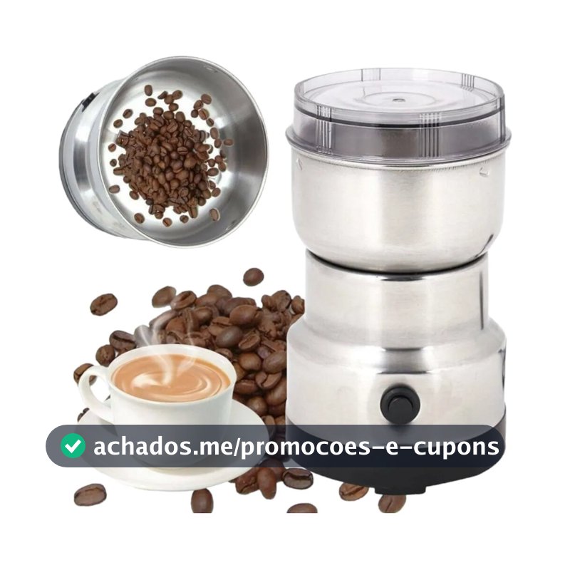 Moedor de Café Grãos Elétrico Aço Inox Compacto 110v 4 Lâminas