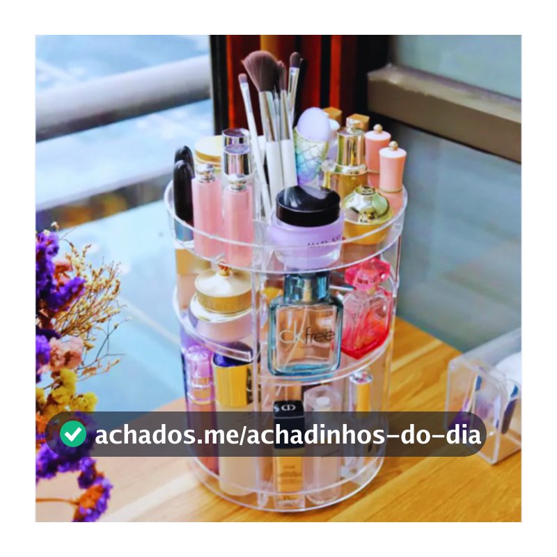 Organizador de Maquiagem e Cosméticos Acrílico Giratório 360º Modelo Liso