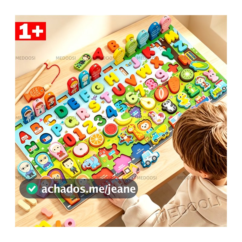 Brinquedo magnético montessori /Quebra-cabeça alfanumérico de madeira/pesca peixe brinquedo/jogos educativos pedagógicos