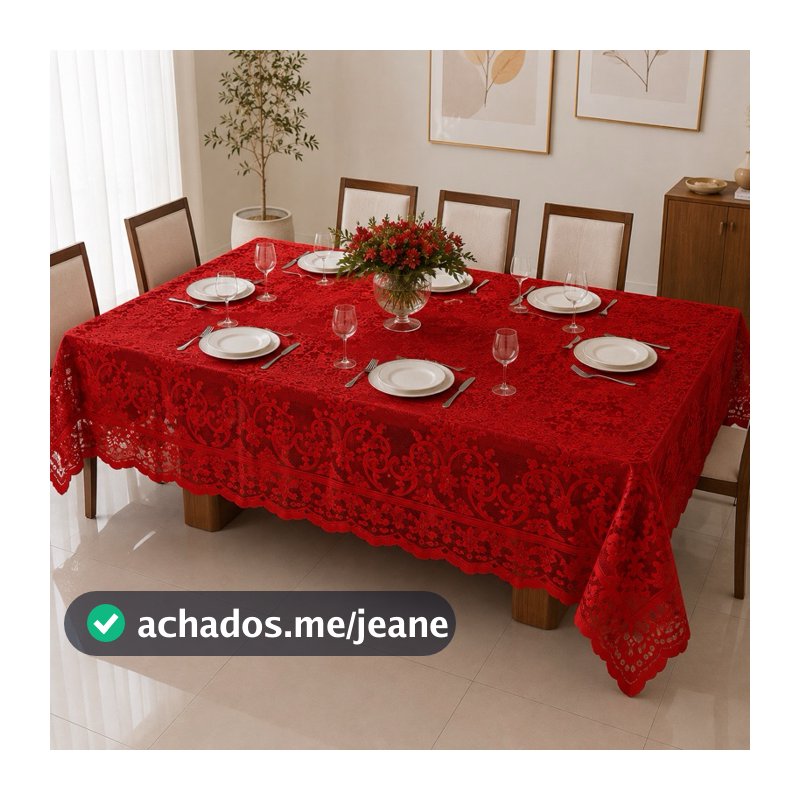 Toalha de Mesa Renda Grossa 2,30m para 6 Cadeiras Decoração Elegante e Sofisticada
