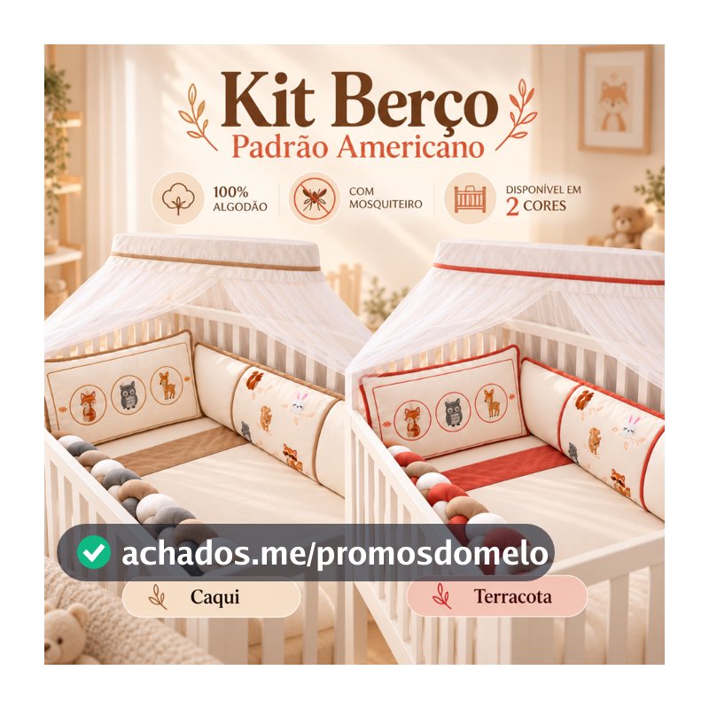 Kit Berço Americano Menino Bichinhos Algodão Safari Caqui