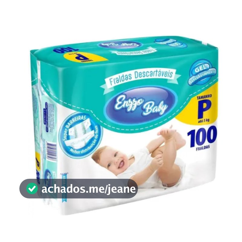 Fralda Infantil Enzzo Baby Híper P Com 100 Unidades