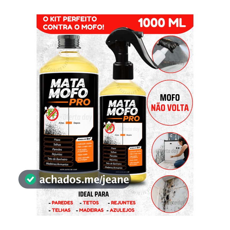 Tira Mata Mofo PREMIUM Com Spray Anti Não Volta Elimina Parede Teto Piso 1LT Armário Madeira Bolor