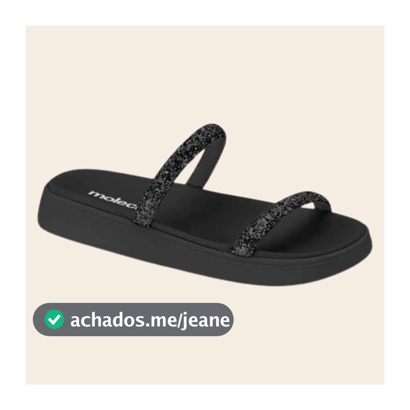 Sandália Papete Feminina Moleca Gliter Plataforma Conforto