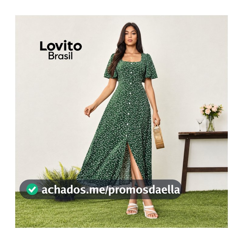Lovito Vestido Feminino Midi Romântico Estampado DRB5BR180