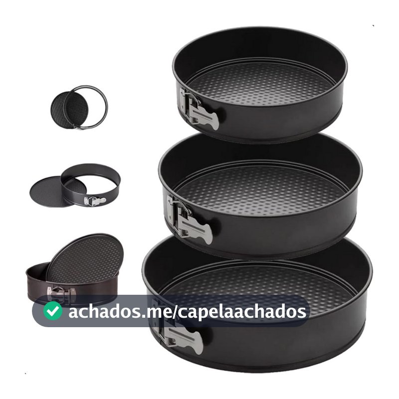 Kit 3 Formas com Fundo Removível Antiaderente com Fundo Removível para torta Bolo