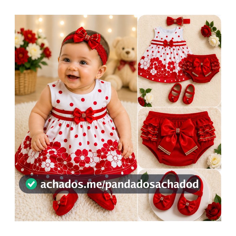 Kit vestido 4 peças de bebe floral