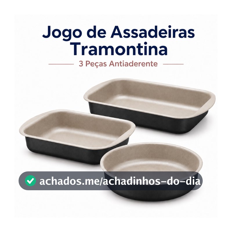 Jogo Assadeiras Alumínio Antiaderente Tramontina Conjunto 3 Peças Starflon