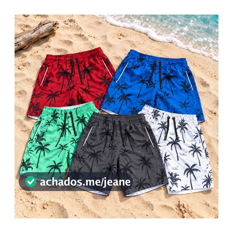 Kit com 3 Short Bermuda Masculino Tactel Grosso Moda Praia Verão Qualidade Premium Conforto e Envio Imediato