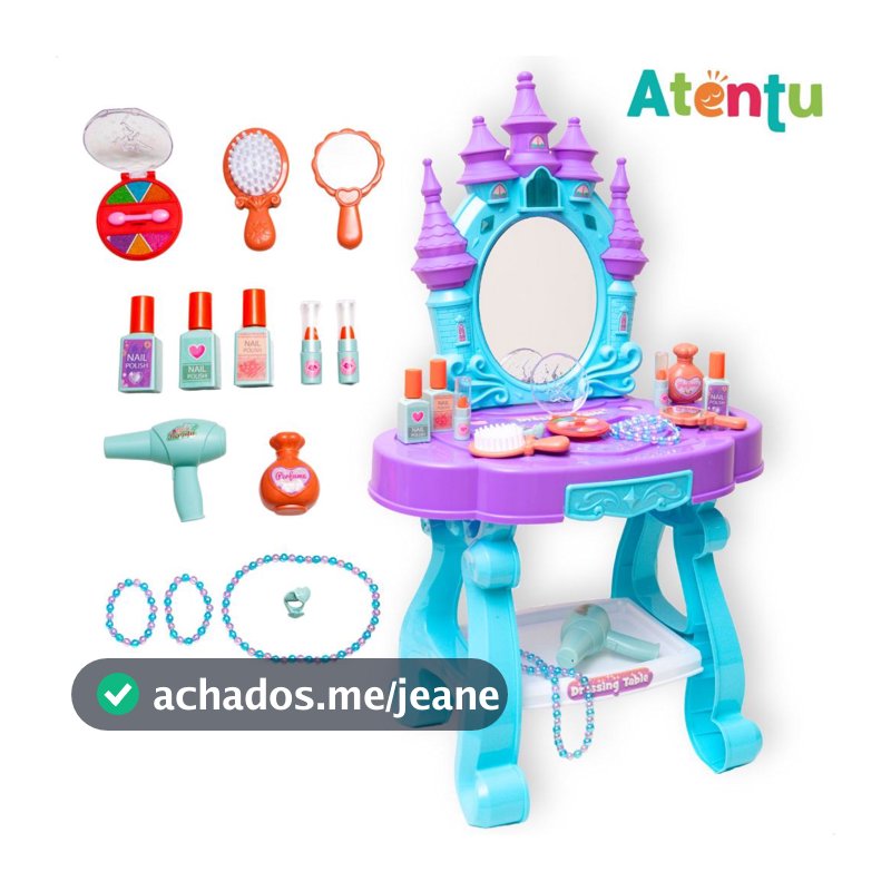 Penteadeira Infantil Castelo Emite Luz e Som Princesa com 15 Acessórios