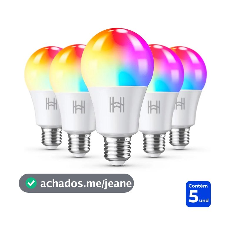 Kit 5 Lampada Inteligente Rgb Wifi Smart Google Alexa Homefy