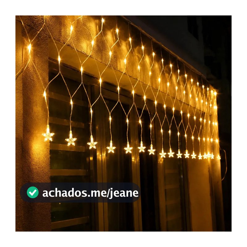 Cortina Rede Estrela 120 LEDs 4m 8 Funções Pisca Pisca Natal Decoração Interna Bivolt