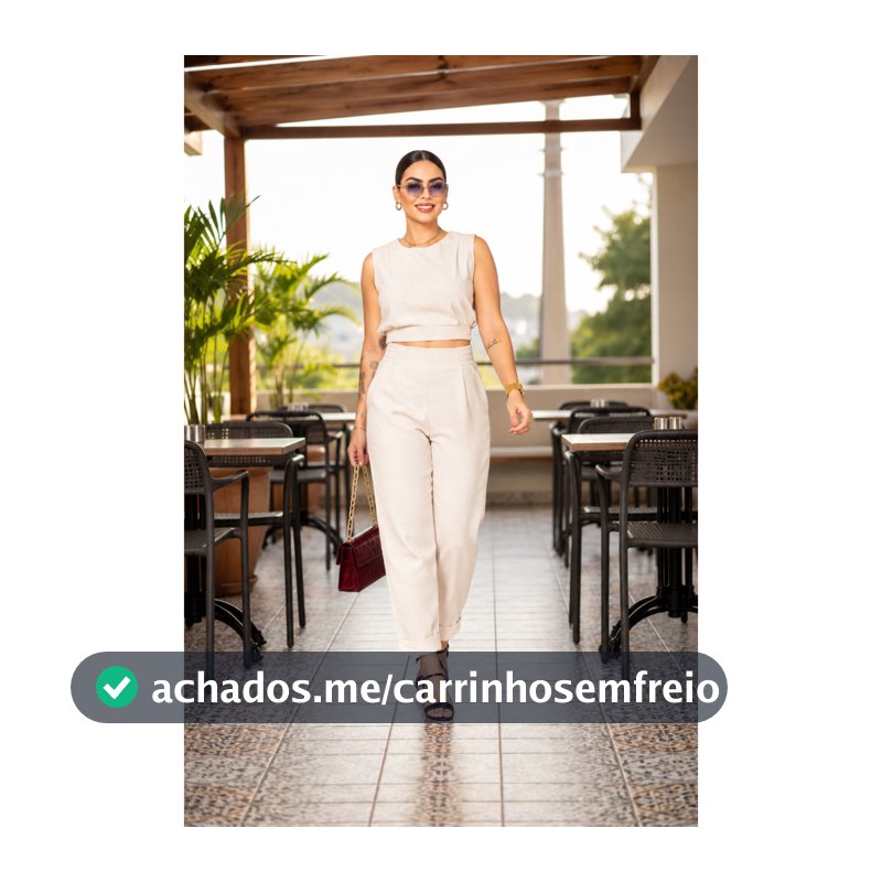 Conjunto Feminino Linho Calça Capri e Regata Elegante Casual
