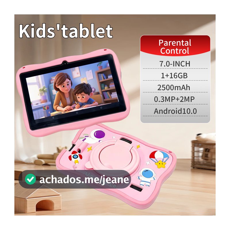 Tablet Android Resistente E Durável De 7 Polegadas Para Crianças , Armazenamento De 16 Gb , Suporte WiFi , Bluetooth , P