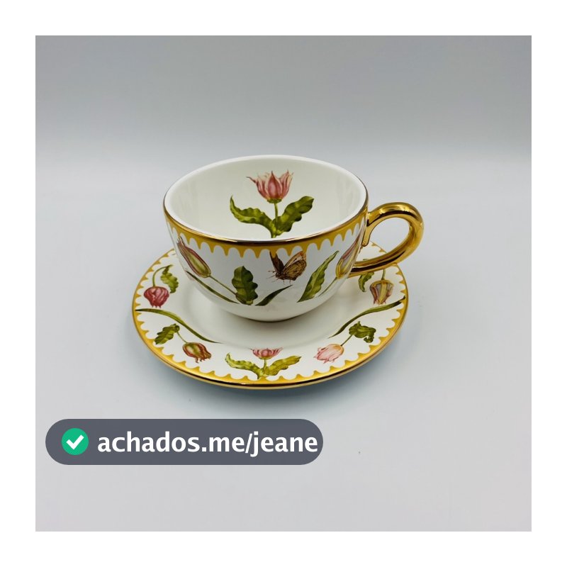 Xícara de chá + Pires Jardins - Scalla - 1ª linha