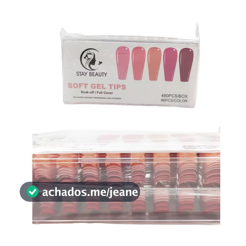 KIT 480 Uniades Unha Postiça Soft Gel Almond Bailarina Fosca Em Gel