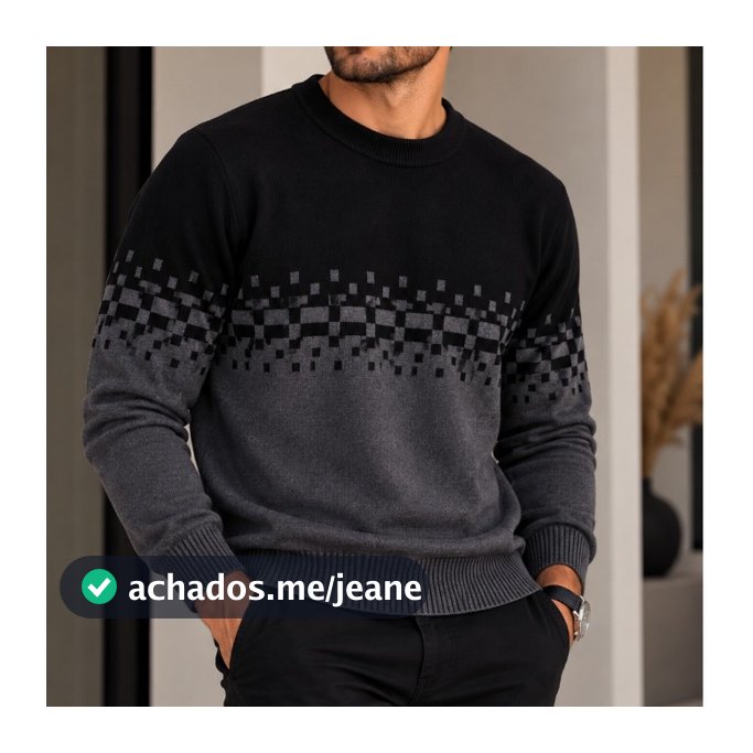 Suéter Masculino Tricot Detalhes Degradê- M, G e GG