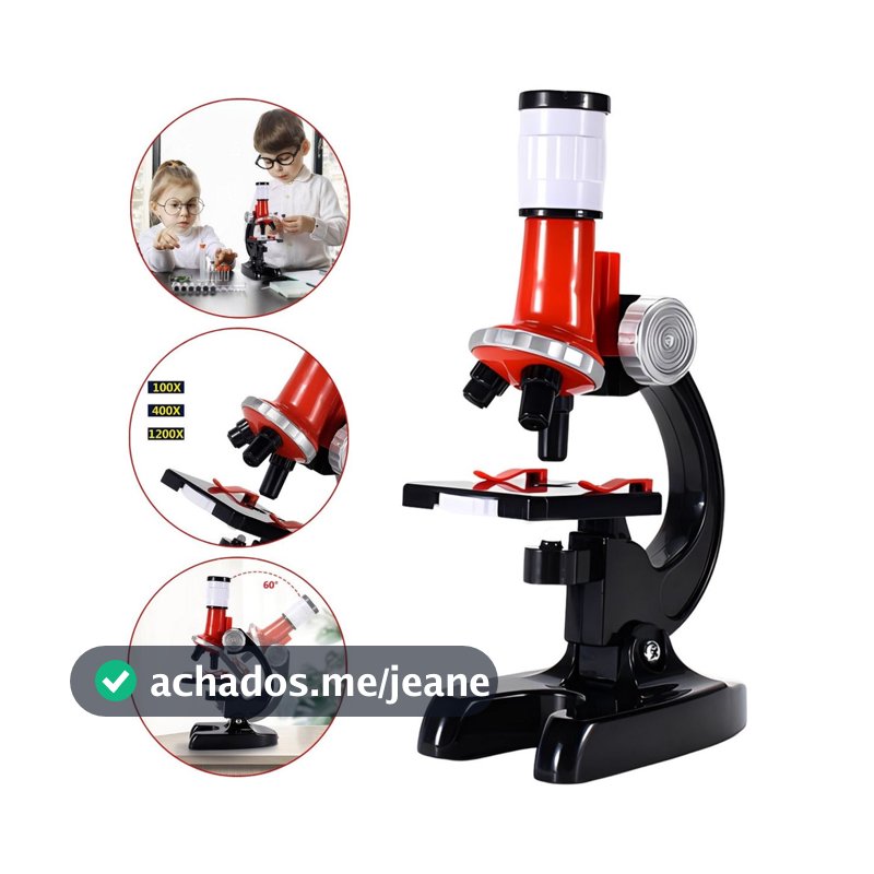 Microscópio Infantil com 3 Níveis de Ampliação e Acessórios, Ideal para Exploração Científica e Aprendizado Divertido