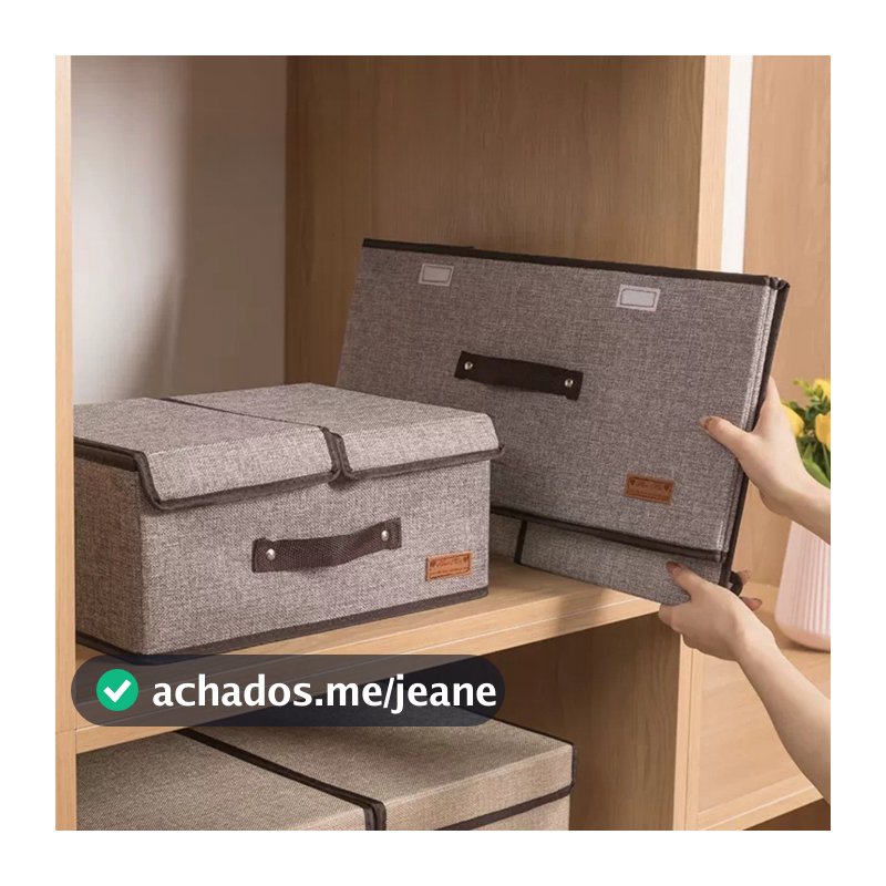 Caixa Organizadora Dobrável 50x25x29cm com Tampa – Tecido Resistente p/ Armário e Roupas