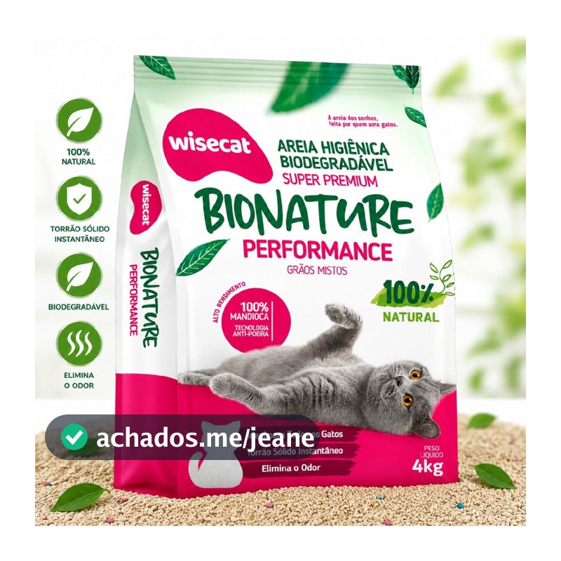 Areia De Mandioca Para Gatos Biodegradável Performance 4kg