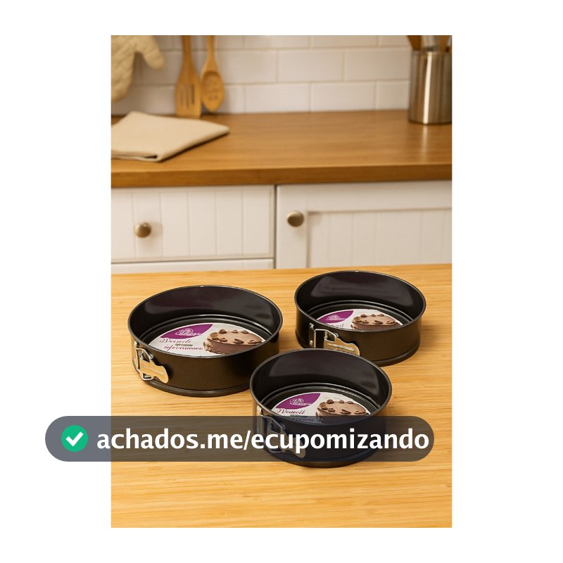 KIT 3 FORMA COM FUNDO REMOVIVEL ANTIADERENCIA 24CM 26 CM 28 CM
