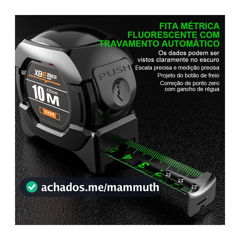 Fita Métrica Aço Inoxidável 7.5/10m carbono De Alta Precisão trena Profissional Fluorescente Trava