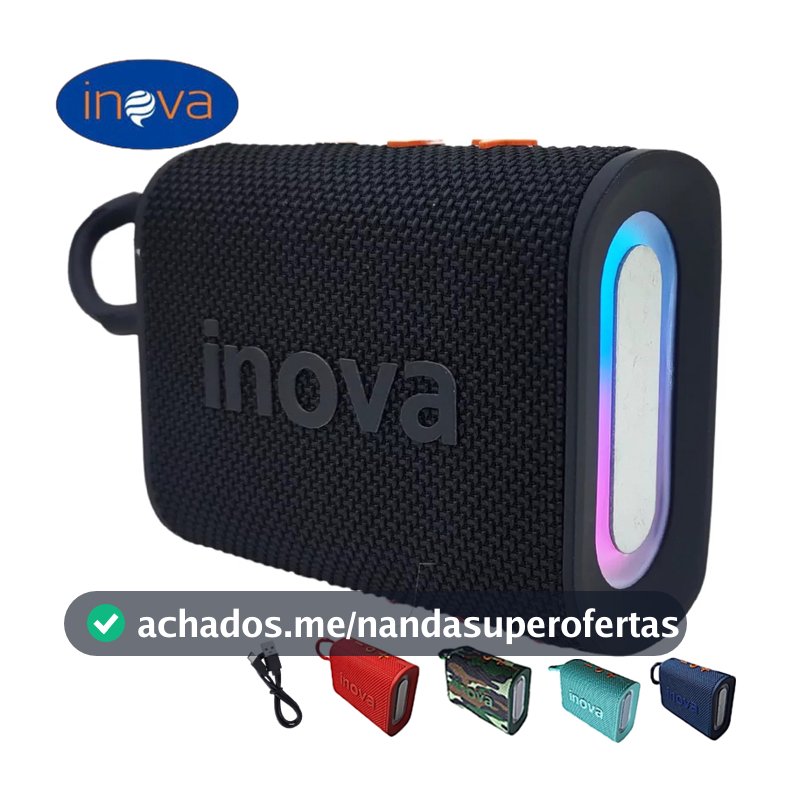 Inova Caixa de Som Bluetooth Portátil Go4 Pro Luz RGB Sem Fio Com à Prova d'Água