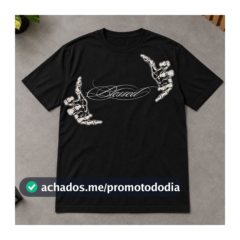Camiseta Básica Macio E Confortável Tecido 100% Algodão Detalhado Com e Estampa Estilosa Stretwear Blessed a
