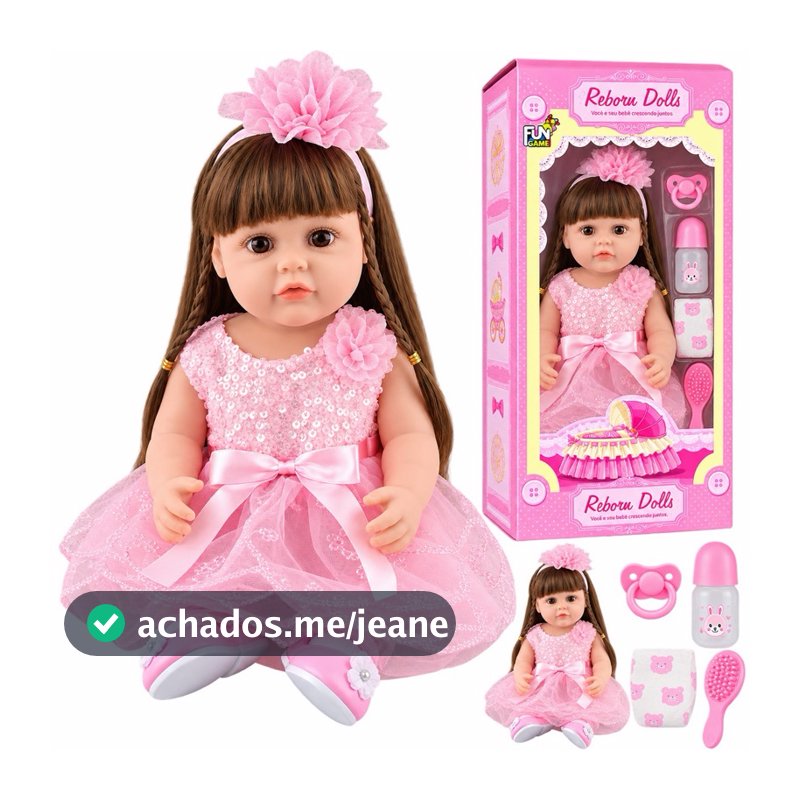 Boneca Reborn Realista 48cm Menina Tiara Rosa Com Kit Completo Chupeta Mamadeira Fralda Certidão de Nascimento