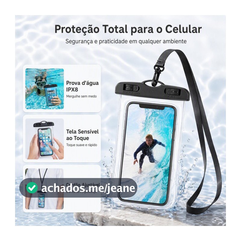 Kit 10  Capa Celular Bolsa Case Estanque A Prova D'Água Transparente Universal Praia Piscina Viajar