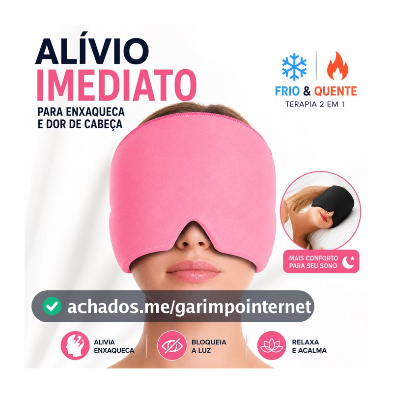 Touca Para Enxaqueca Gel Frio Quente Máscara Anti Luz Alívio Imediato Dor de Cabeça e Insônia